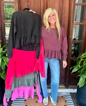 Load image into Gallery viewer, Long Sleeve Ruffle Detail Long Sleeve Top

