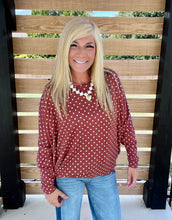 Load image into Gallery viewer, Hacci Polka Dot Batwing Dolman Top by Umgee
