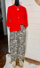 Load image into Gallery viewer, Zebra Print French Terry Barrel Pants: Brown or Black

