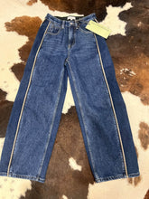 Load image into Gallery viewer, Dark Denim High Rise Stretch Barrel Jeans by Saige Denim
