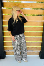 Load image into Gallery viewer, Zebra Print French Terry Barrel Pants: Brown or Black

