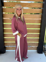 Load image into Gallery viewer, Wine LuxeKnit Contrast Trim Set by Umgee
