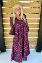 Load image into Gallery viewer, Plum Floral Collared Midi Dress by Umgee
