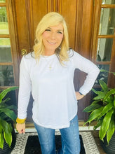 Load image into Gallery viewer, White Straight Fit Luxe Modal Long Sleeve Top
