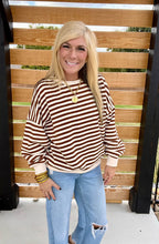 Load image into Gallery viewer, Open Back Striped Sweatshirt by Bucketlist
