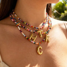 Load image into Gallery viewer, Rainbow Beaded Initial Necklace
