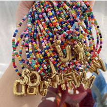 Load image into Gallery viewer, Rainbow Beaded Initial Necklace
