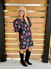 Load image into Gallery viewer, Paisley Jacquard Puff Sleeve Shift Dress
