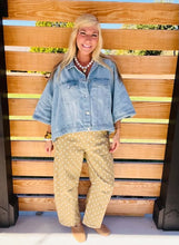Load image into Gallery viewer, Caramel Polka Dot Stretch Barrel Jeans

