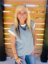 Load image into Gallery viewer, Striped Capped Sleeve Top
