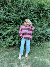Load image into Gallery viewer, Chocolate &amp; Strawberry Striped Sweater by Easel
