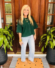 Load image into Gallery viewer, Dark Green Button Down Knit Top
