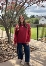 Load image into Gallery viewer, Oversized Crew Neck Scuba Top: Pink or Red
