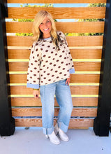 Load image into Gallery viewer, Ivory Polka Dot Baby Blue Detail Oversized Sweater
