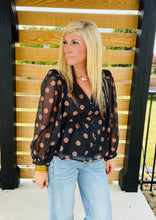 Load image into Gallery viewer, Polka Dot Puff Sleeve Blouse by Entro
