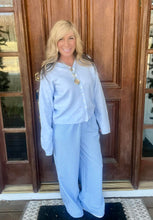 Load image into Gallery viewer, Blue Gingham Wide Leg Pants
