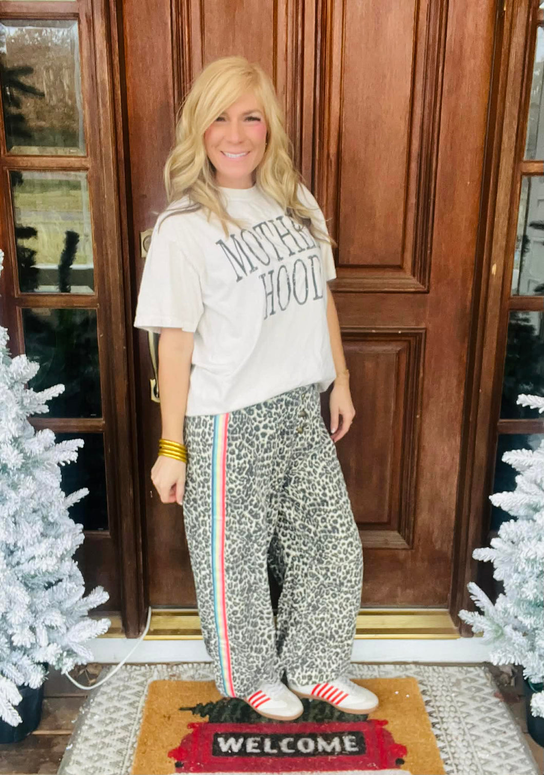 Leopard Stripe Wide Leg Jean