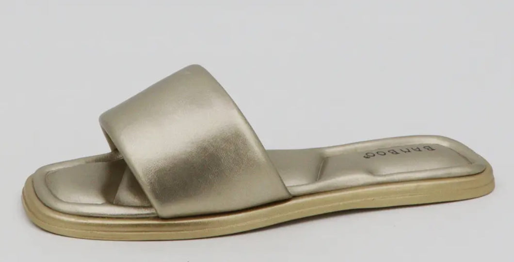 Gold Puffy Strap Sandal by Bamboo