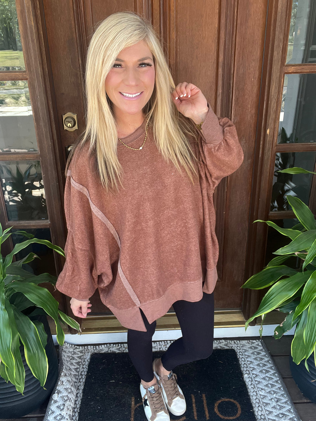 Oversized Exposed Seam Cozy Pullover