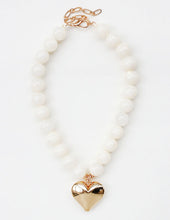 Load image into Gallery viewer, Chunky Beaded Stone Necklace with Heart Pendant
