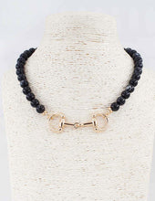 Load image into Gallery viewer, Natural Beaded Necklace with Gold Horsebit 16''-18''
