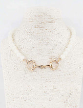 Load image into Gallery viewer, Natural Beaded Necklace with Gold Horsebit 16''-18''
