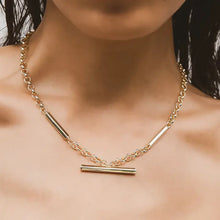 Load image into Gallery viewer, 18K Gold Non-Tarnish Flat Bar Chain Choker
