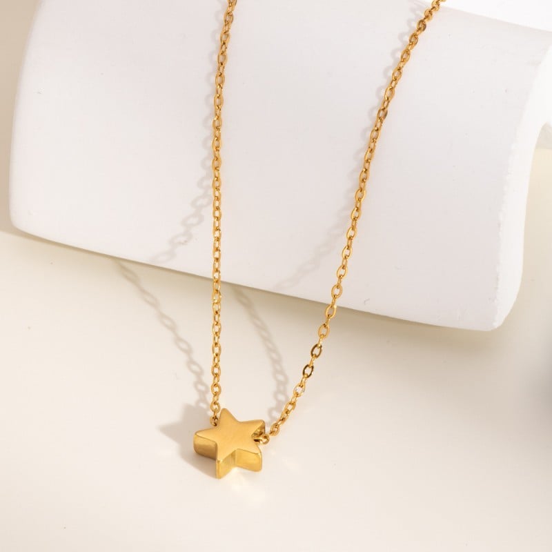 Tarnish Resistant Single Gold Star Necklace
