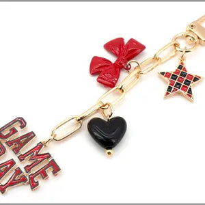 BLACK Gameday Bag Charm with Star, Bow, and Heart!