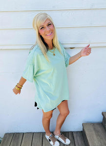 Aqua Washed Cotton Oversized Top