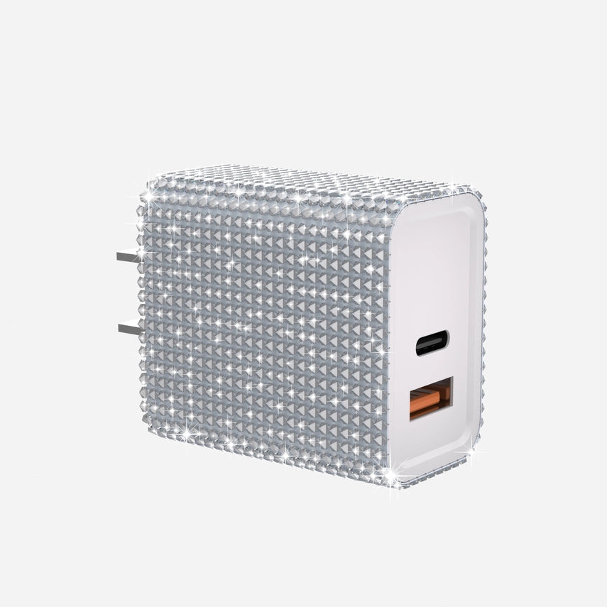 Silver Rhinestone Wall Charger with Ip/Android