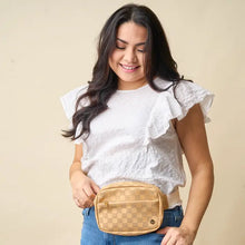 Load image into Gallery viewer, Darling Effect Tan Urban Check Belt Bag
