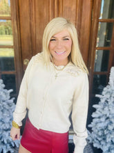 Load image into Gallery viewer, Ruffle Collar Button Up Sweater
