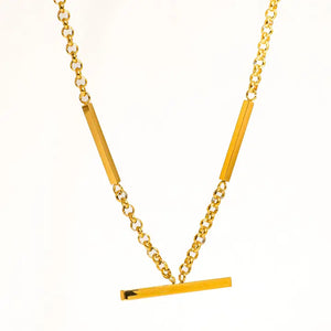 18K Gold Non-Tarnish Flat Bar Chain Choker