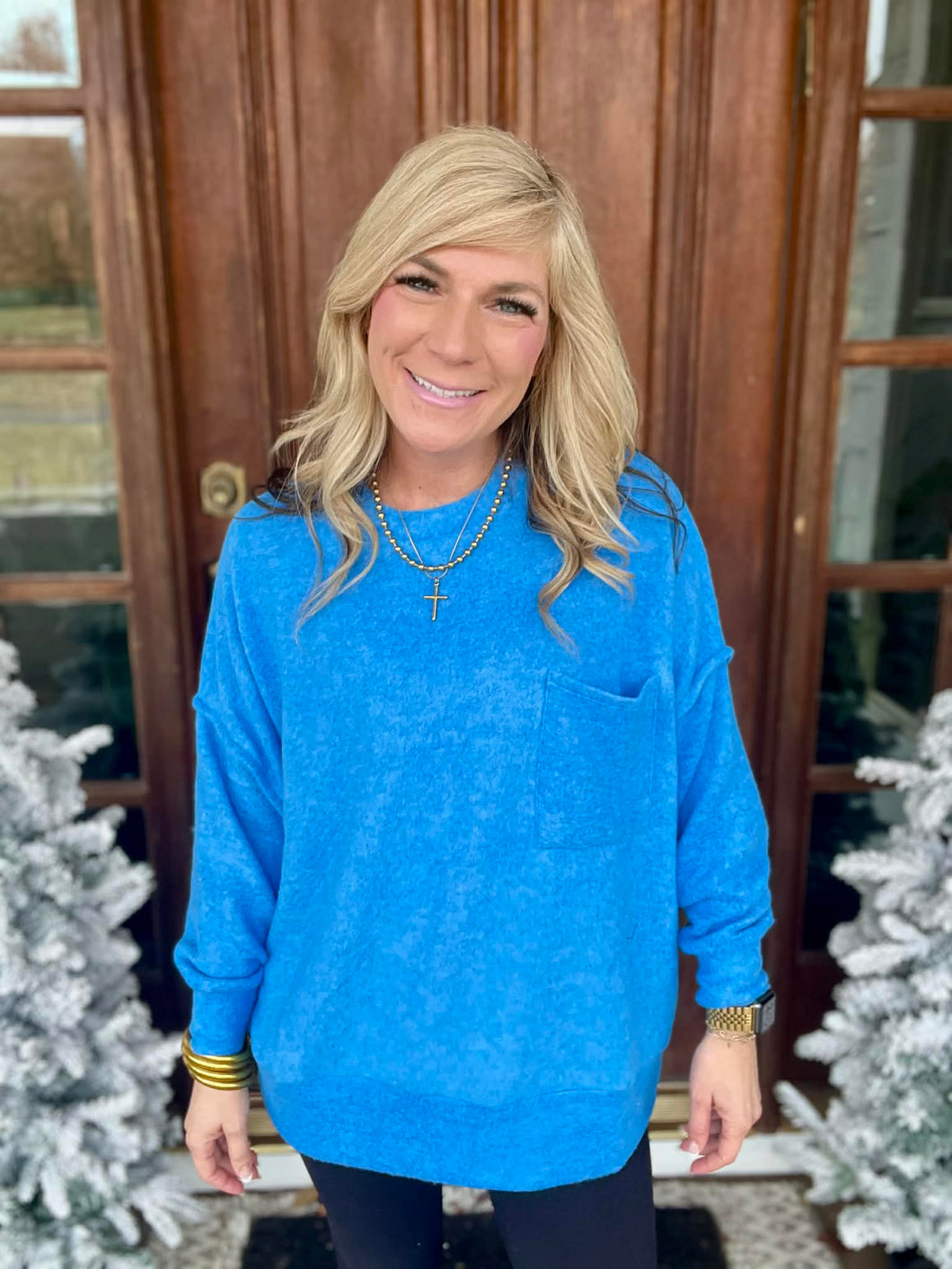 Brushed Melange Pocket Top