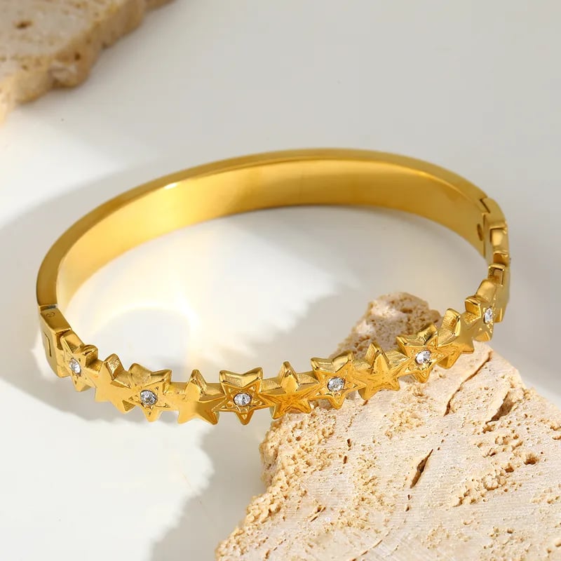 Tarnish Resistant Gold Star Bangle