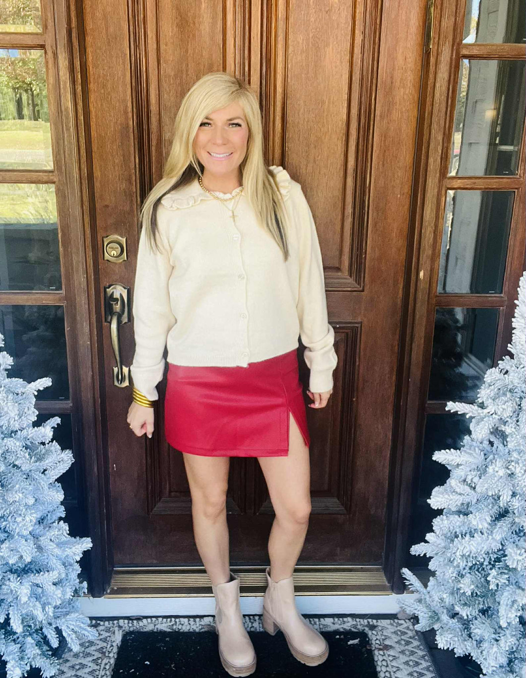 Red Anniewear Stretchy Pleather Skort