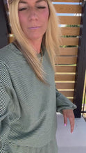 Load and play video in Gallery viewer, Green Striped Fleece Long Sleeve Top/Pants Set

