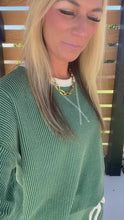Load and play video in Gallery viewer, Hunter Green Raised Ribbed Contrast Detail Top/Pants Set by Zenana
