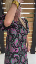 Load and play video in Gallery viewer, Paisley Jacquard Puff Sleeve Shift Dress
