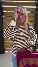 Load and play video in Gallery viewer, Open Back Striped Sweatshirt by Bucketlist
