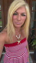 Load and play video in Gallery viewer, Red &amp; White Striped Knit Peplum Tube Top
