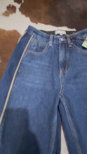 Load and play video in Gallery viewer, Dark Denim High Rise Stretch Barrel Jeans by Saige Denim
