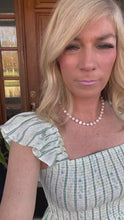 Load and play video in Gallery viewer, Sage &amp; Blue Floral Smocked Dress with Ruffle Sleeve
