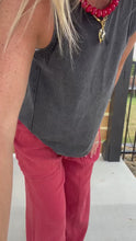 Load and play video in Gallery viewer, Red Anniewear Mineral Wash Cotton &amp; Linen Wide Leg Pant
