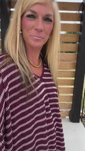 Load and play video in Gallery viewer, Burgundy Pin Stripe V-neck Oversized top
